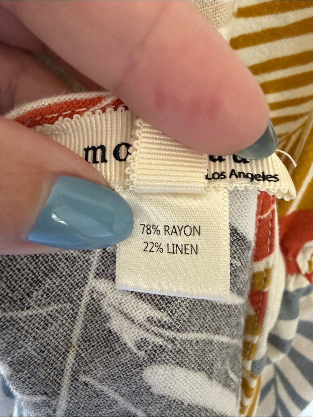 Sleeveless Rayon/Linen Dress with Tropical Leaf Print - Picture 5 of 9